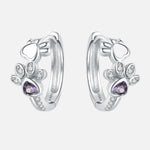 Orecchini Huggie a Forma di Zampa in Argento Sterling 925 – Con Zirconia e Gemma a Cuore - Emma e Gemma