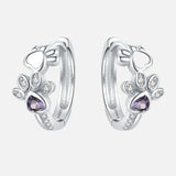 Orecchini Huggie a Forma di Zampa in Argento Sterling 925 – Con Zirconia e Gemma a Cuore - Emma e Gemma