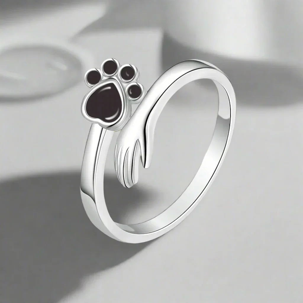 Anello Regolabile in Argento Sterling 925 – Design con Impronta di Mano e Zampa, immagine 3 - Emma e Gemma