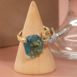 Anello Regolabile Colore Acquamarina con Colibrì – Placcato Oro 14K, immagine 5 - Emma e Gemma
