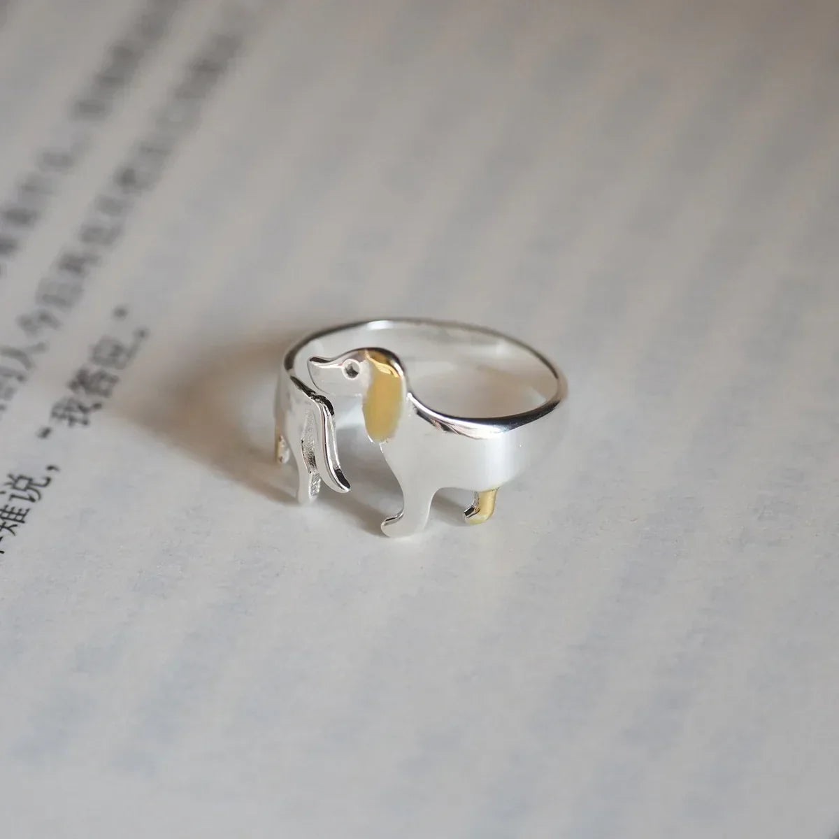 Anello in Argento Sterling 925 a Forma di Bassotto – Misura Regolabile, immagine 3 - Emma e Gemma