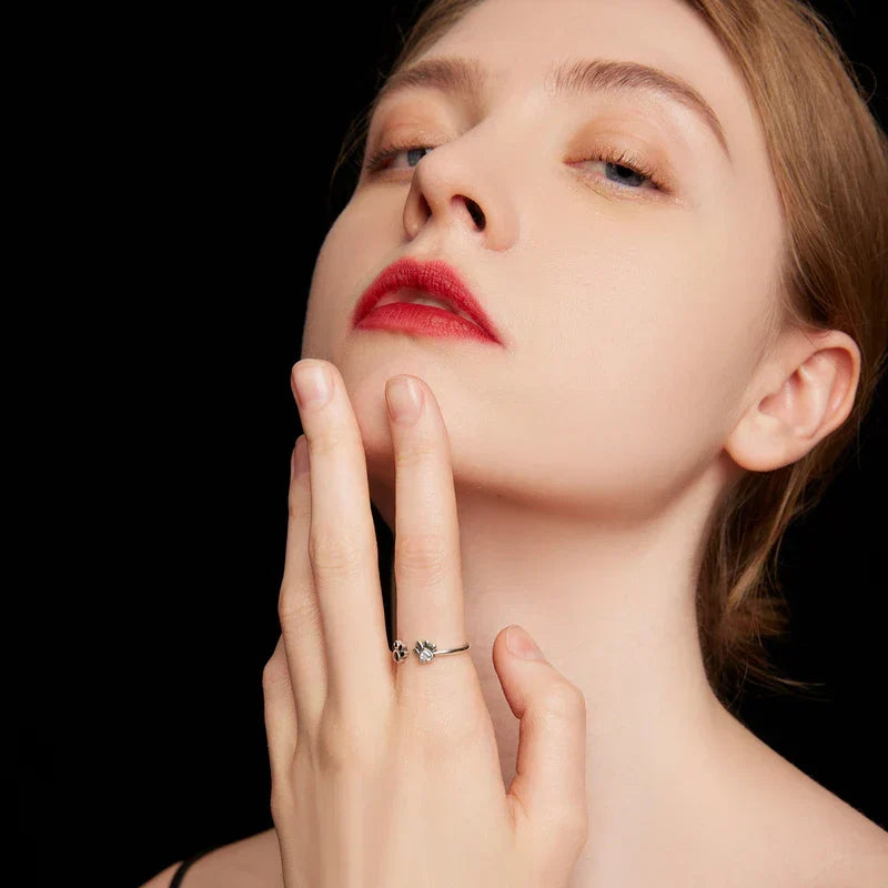 Anello a forma di zampa in argento sterling 925 – Regolabile con zirconia e smalto, immagine 3 - Emma e Gemma