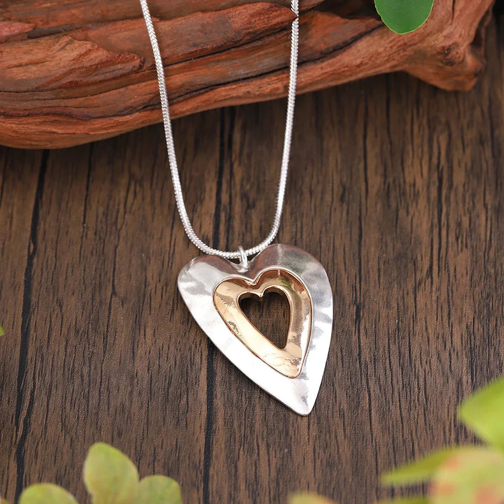 Collana con Pendente a Cuore in Argento e Oro Vintage - Kaja i Maja