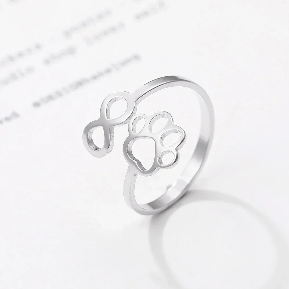 Anello Infinito Regolabile con Zampa – Acciaio Inossidabile, immagine 7 - Emma e Gemma