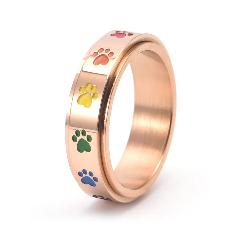 Anello Antistress Rotante – Acciaio Inossidabile con Zampe Arcobaleno, immagine 6 - Kaja i Maja