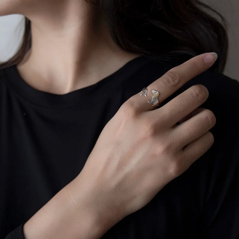 Anello in Argento Sterling 925 a Forma di Bassotto – Misura Regolabile, immagine 5 - Emma e Gemma