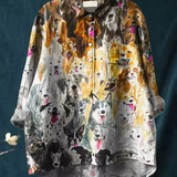 Serena | Blusa Casual con Stampa Artistica di Cani