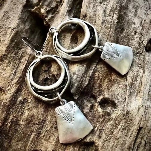Orecchini a pendente quadrati vintage in argento - Kaja i Maja