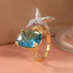 Anello Regolabile Colore Acquamarina con Colibrì – Placcato Oro 14K, immagine 6 - Emma e Gemma