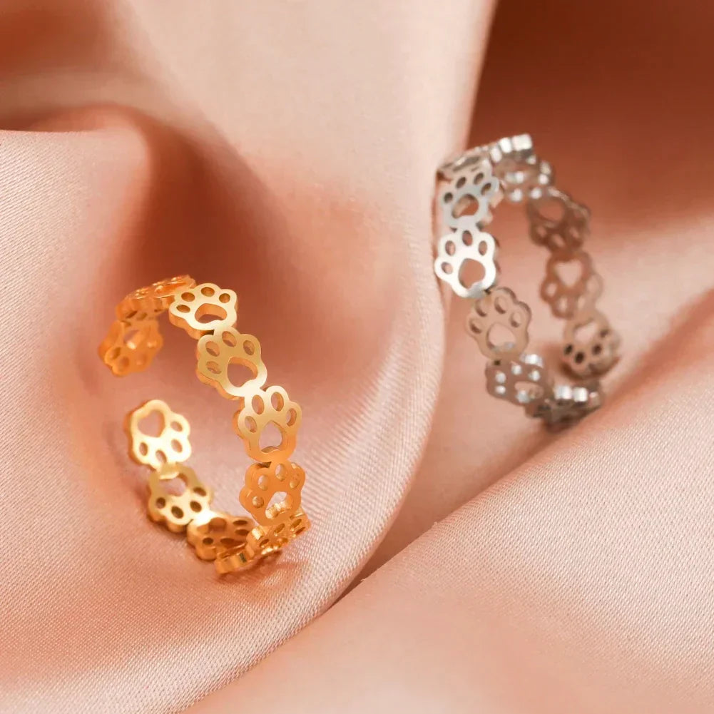 Anello Regolabile con Impronta di Zampa – Realizzato in Acciaio Inossidabile, immagine 4 - Emma e Gemma