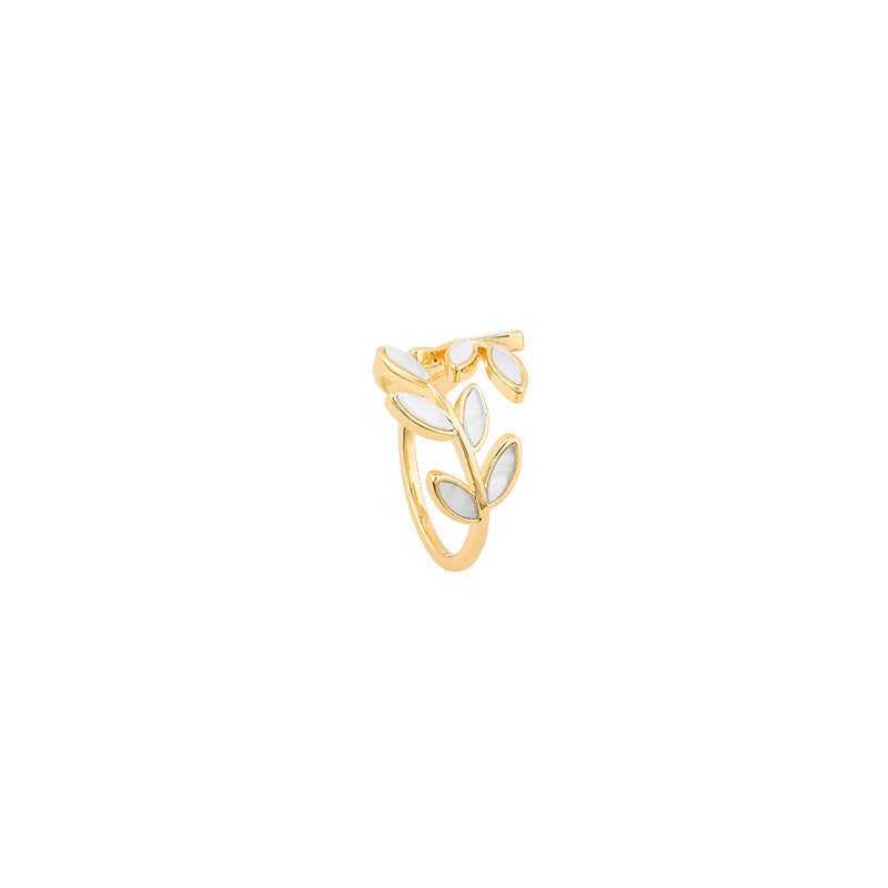 Anello Regolabile in Oro con Foglia di Opale Bianco, immagine 4 - Emma e Gemma