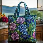 Borsa artigianale trapuntata ortensie - Emma e Gemma