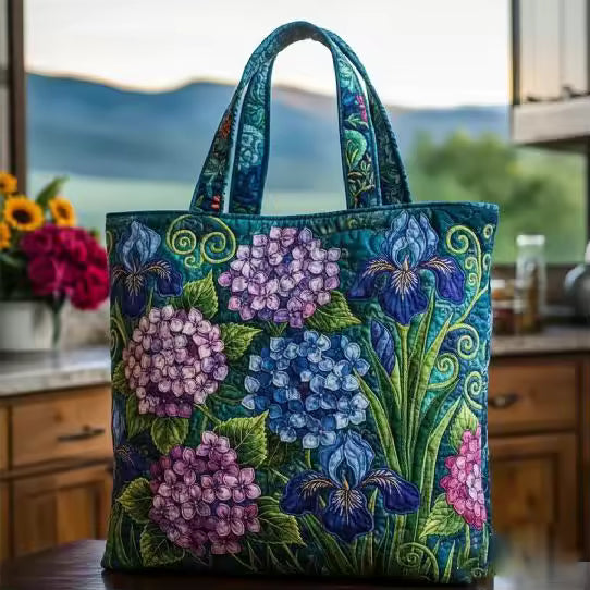 Borsa artigianale trapuntata ortensie - Emma e Gemma