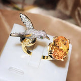 Anello Regolabile in Gemma Colibrì – Zircone, Placcato Oro 14K, immagine 6 - Emma e Gemma