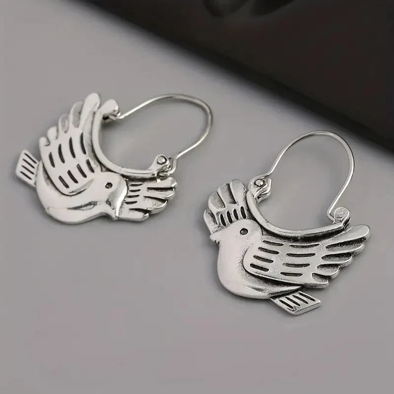 Orecchini Pendenti Ispirati agli Uccelli Boho – Colore Argento, immagine 3 - Emma e Gemma