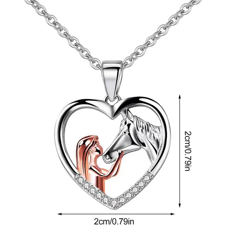 Bellissima Collana con Zircone a Forma di Cuore per Ragazza e Cavallo, immagine 4 - Emma e Gemma
