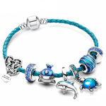Bracciale Oceano + Charms inclusi in Pelle e Argento | Gioielli Sostenibili Ispirati all'Oceano - Emma e Gemma