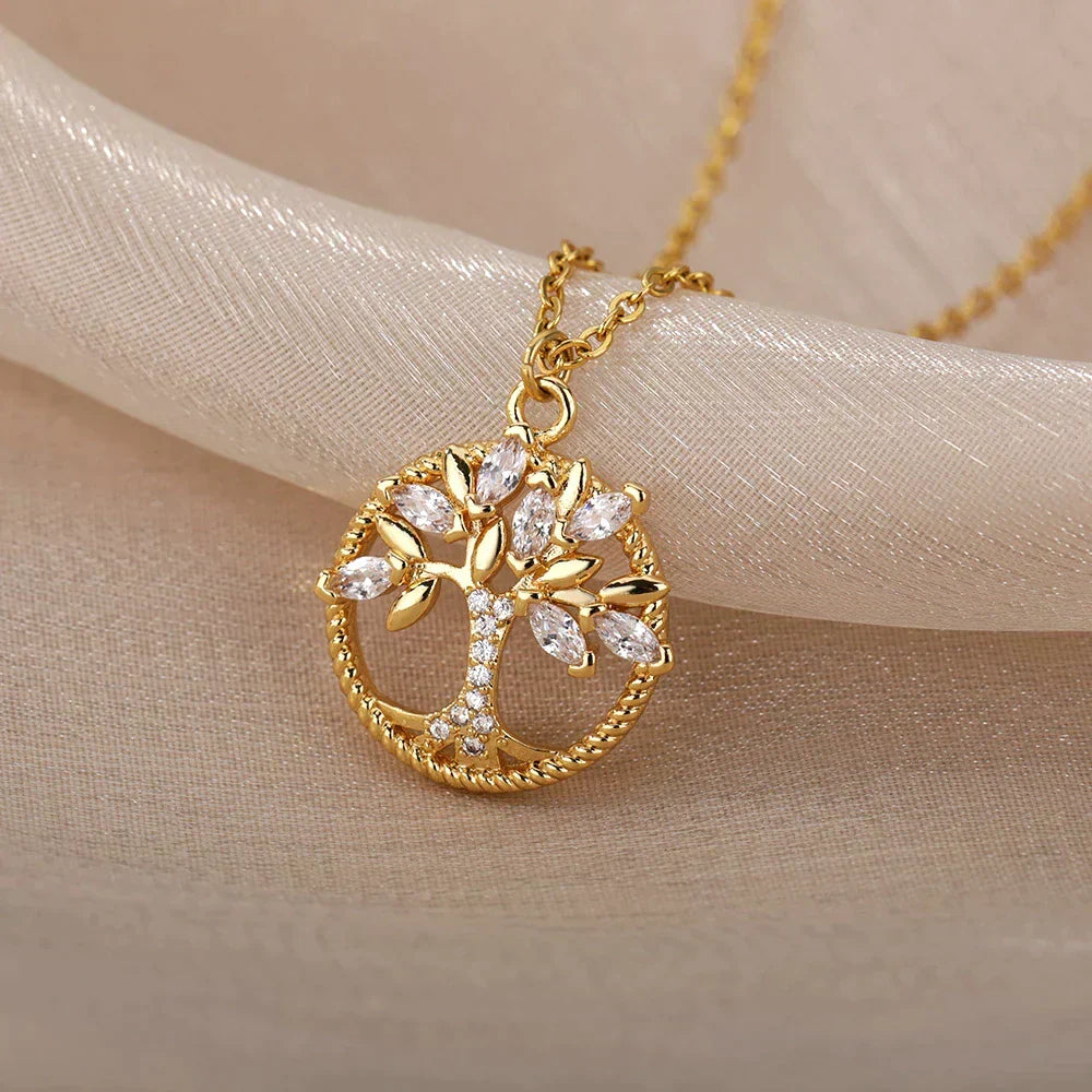 Collana Albero della Vita con Zirconia in Oro - Emma e Gemma