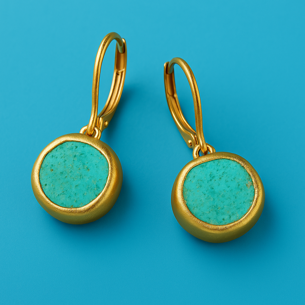 Orecchini d'Oro con Pietra Turchese, immagine 3 - Emma e Gemma