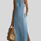 Ginevra - Abito in denim con pizzo retrò - dettaglio del tessuto denim | Emma e Gemma