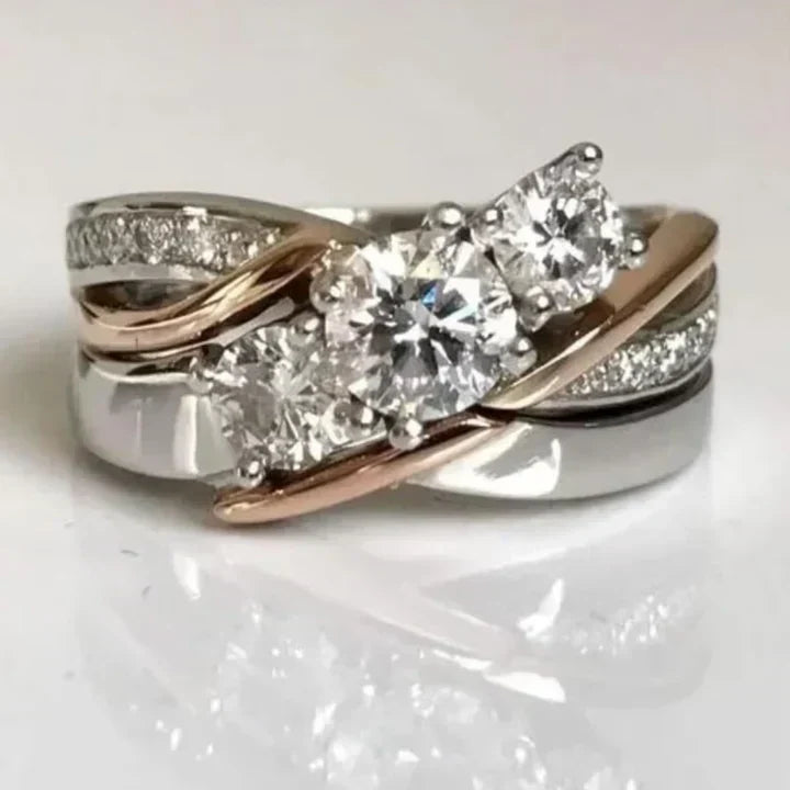 Anello Vintage in Oro e Argento con Zirconia - Kaja i Maja