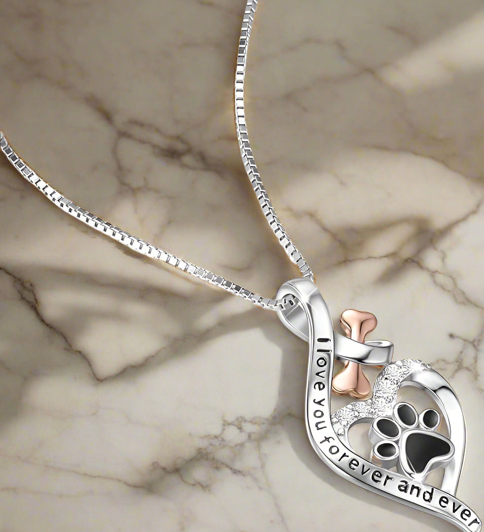 Collana Lucky Paw con Cuore, Osso & Infinito – Ciondolo “Sempre nel Mio Cuore” - Kaja i Maja