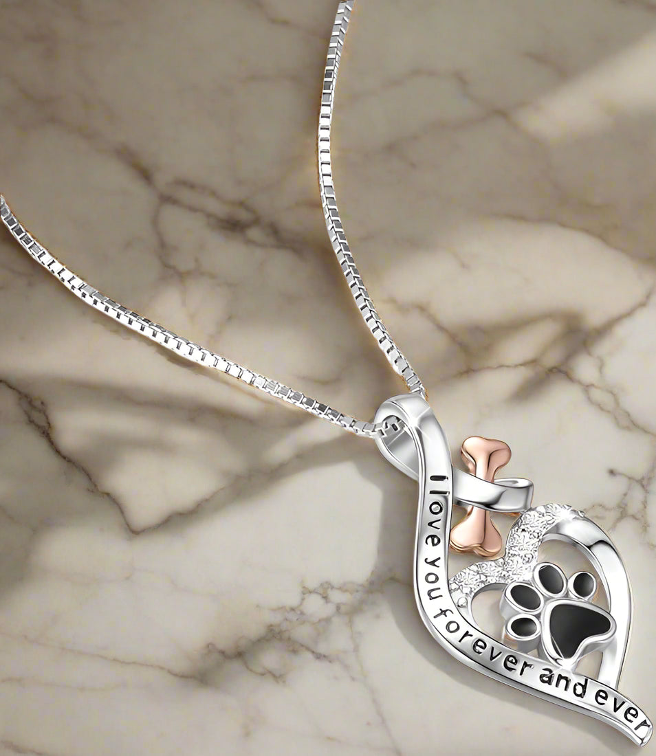 Collana Lucky Paw con Cuore, Osso & Infinito – Ciondolo “Sempre nel Mio Cuore” - Emma e Gemma