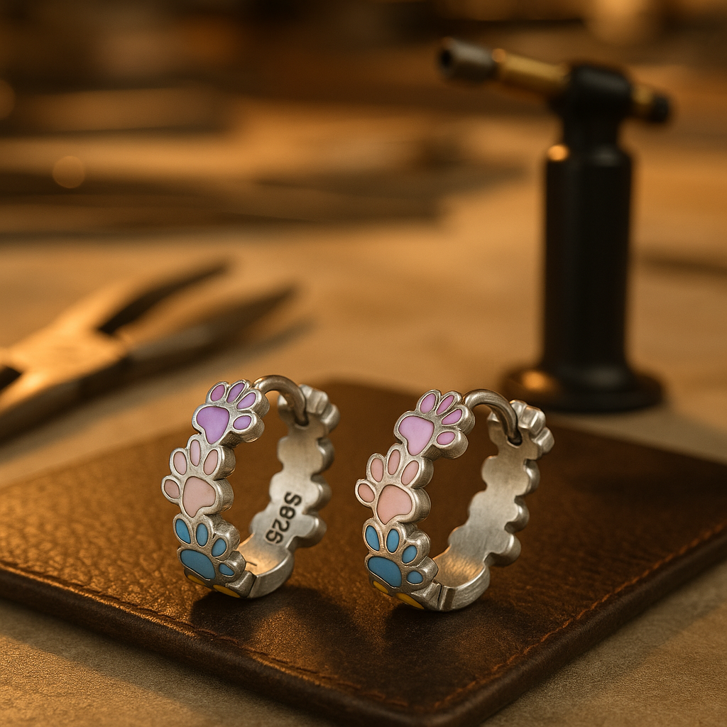Orecchini Zampe Colorate in Argento Sterling - Emma e Gemma