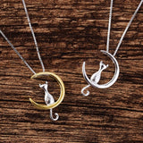Collana elegante con gatto e luna crescente - Emma e Gemma