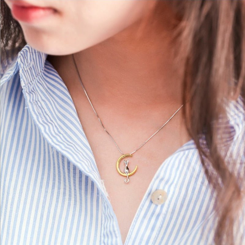 Collana elegante con gatto e luna crescente, immagine 3 - Emma e Gemma