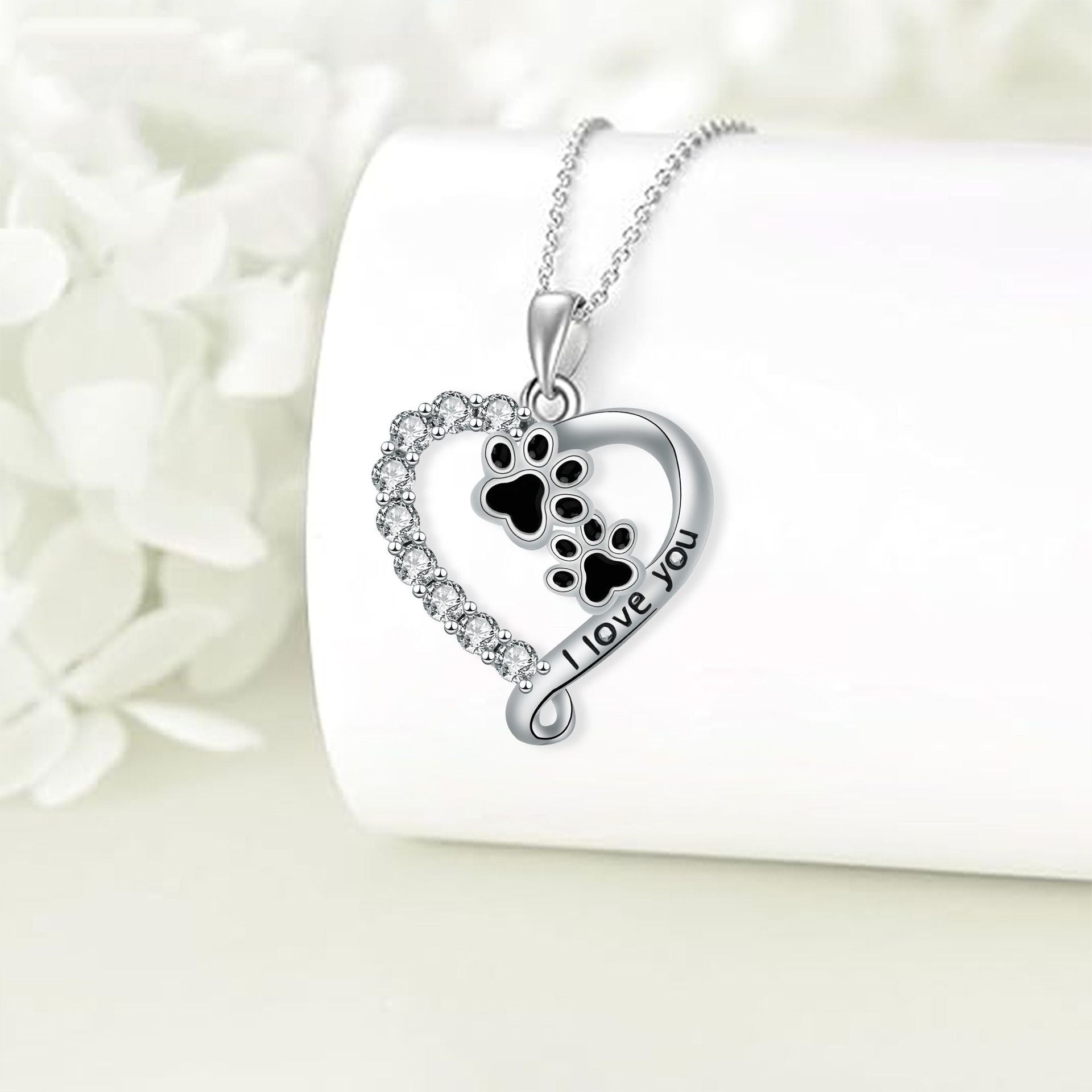 Collana con Pendente a Forma di Cuore e Zampa - Emma e Gemma