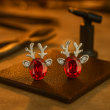 Orecchini a Perno di Cristallo a Forma di Renna Festiva - Emma e Gemma