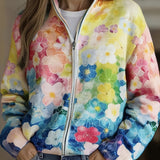 Inés | Cardigan in Maglia di Cotone con Fiori ad Acquerello