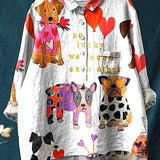 Caterina | Blusa Casual Artistica con Cuore e Animali Domestici