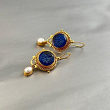 Orecchini Vintage Blu Perla Oro - Emma e Gemma