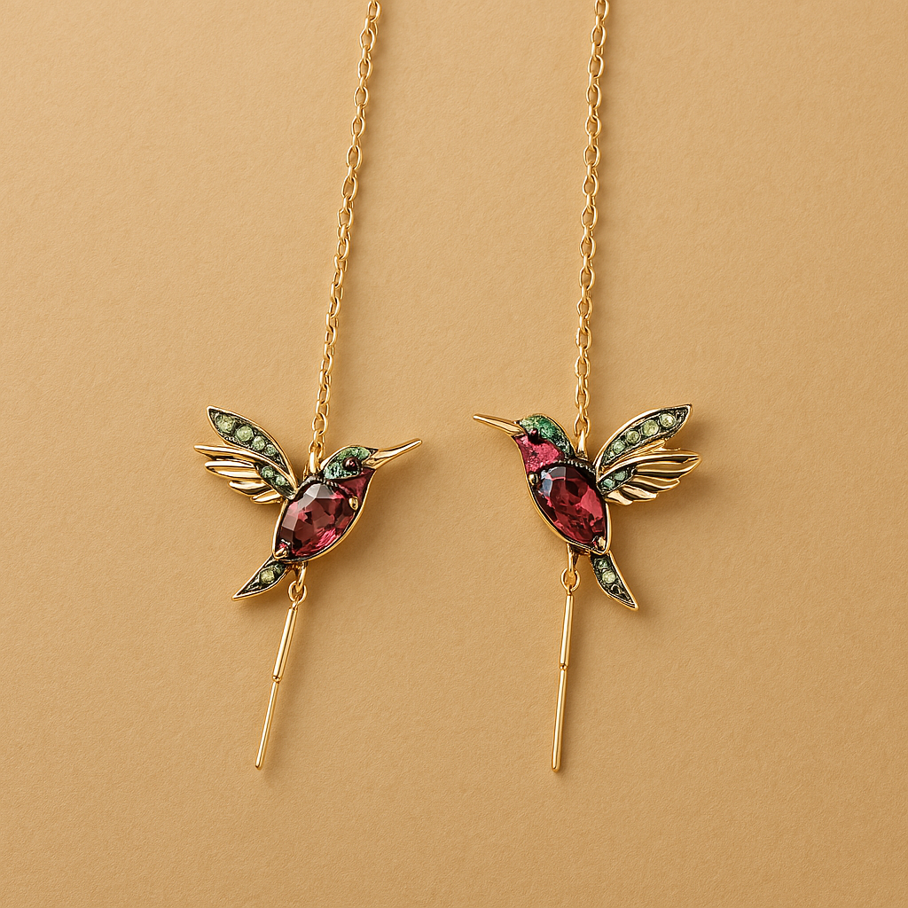 Orecchini in Smalto e Zirconia a forma di Colibrì, immagine 3 - Emma e Gemma