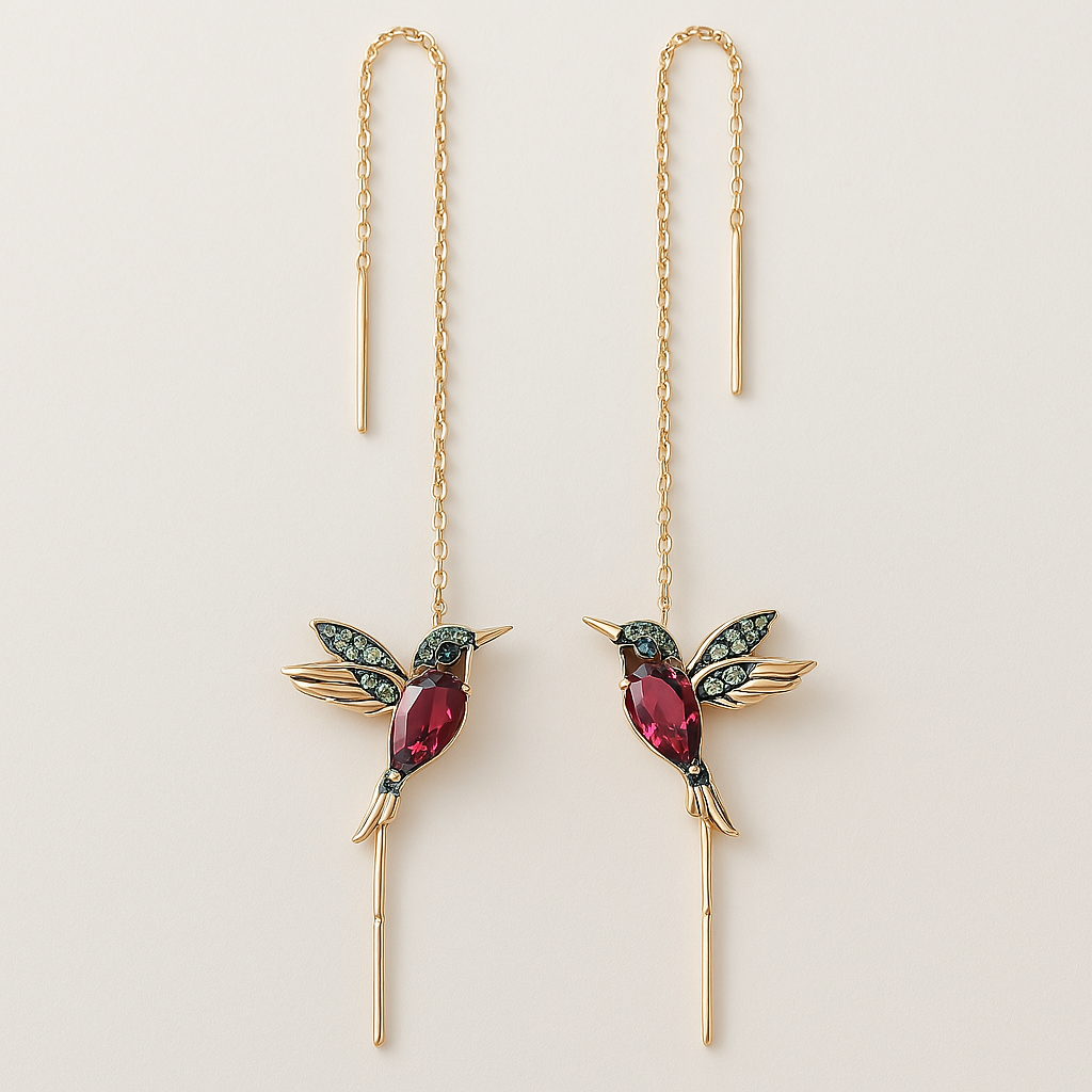 Orecchini in Smalto e Zirconia a forma di Colibrì, immagine 2 - Emma e Gemma