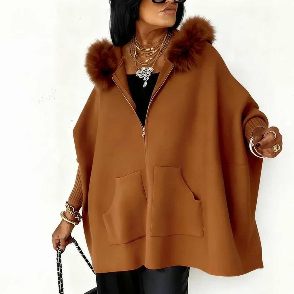 Carlotta - Poncho-Cape Rosa, Eleganza Calda
