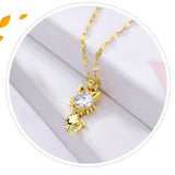 Collana di gatto placcata in oro con zirconia, immagine 5 - Emma e Gemma