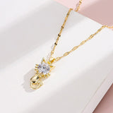 Collana di gatto placcata in oro con zirconia, immagine 2 - Emma e Gemma