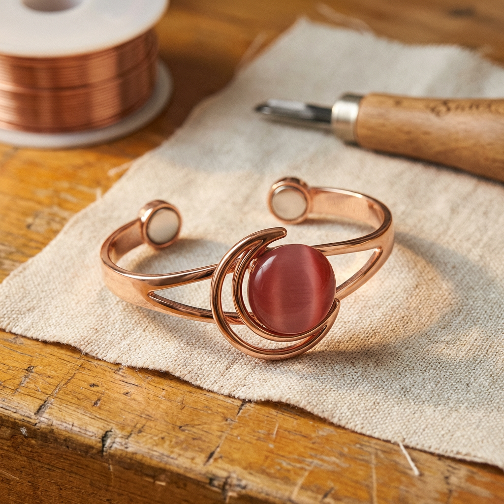 Bracciale in Rame Rosa a Sfera - Emma e Gemma