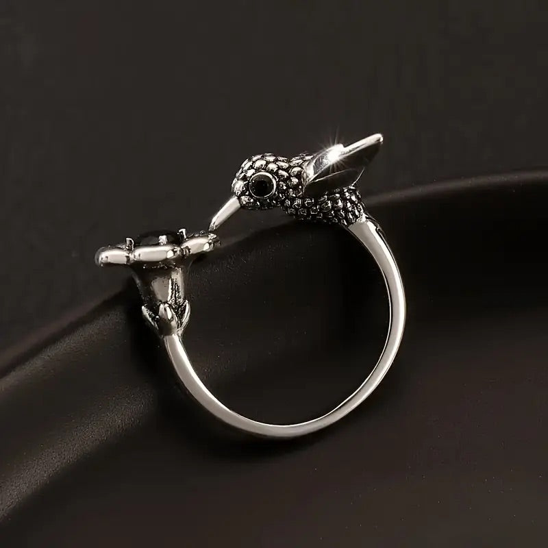Anello Colibrì e Fiore – Anello Aperto Regolabile per Donne, immagine 3 - Emma e Gemma