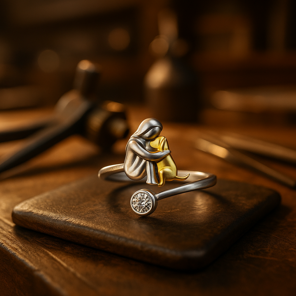 Anello in Argento Sterling 925 con Zirconia – Regolabile e Fatta a Mano - Kaja i Maja