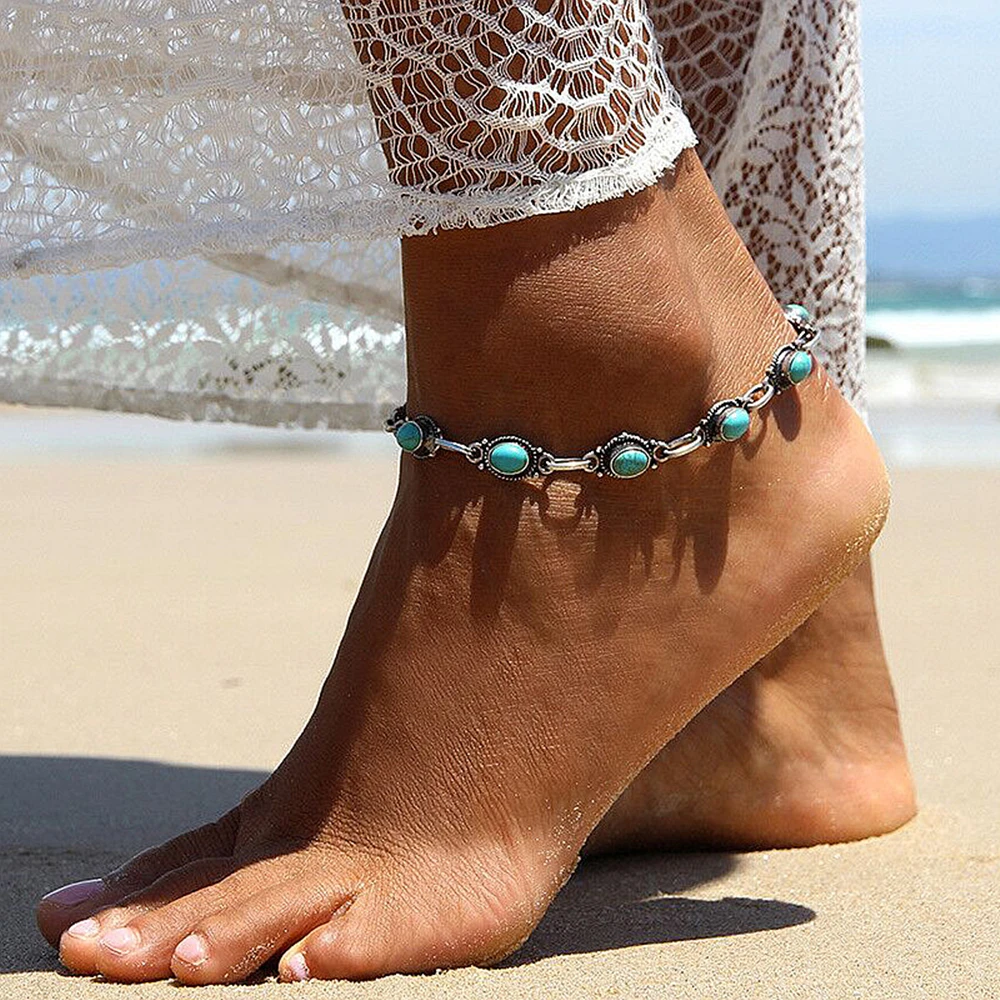 Bracciale alla Caviglia in Pietra Blu Vintage - Emma e Gemma