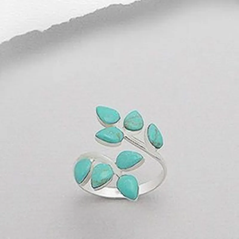 Anello Foglia Turchese Vintage - Emma e Gemma