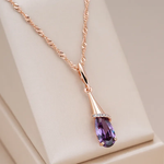 Collana con Goccia di Cristallo Viola Elegante - Emma e Gemma