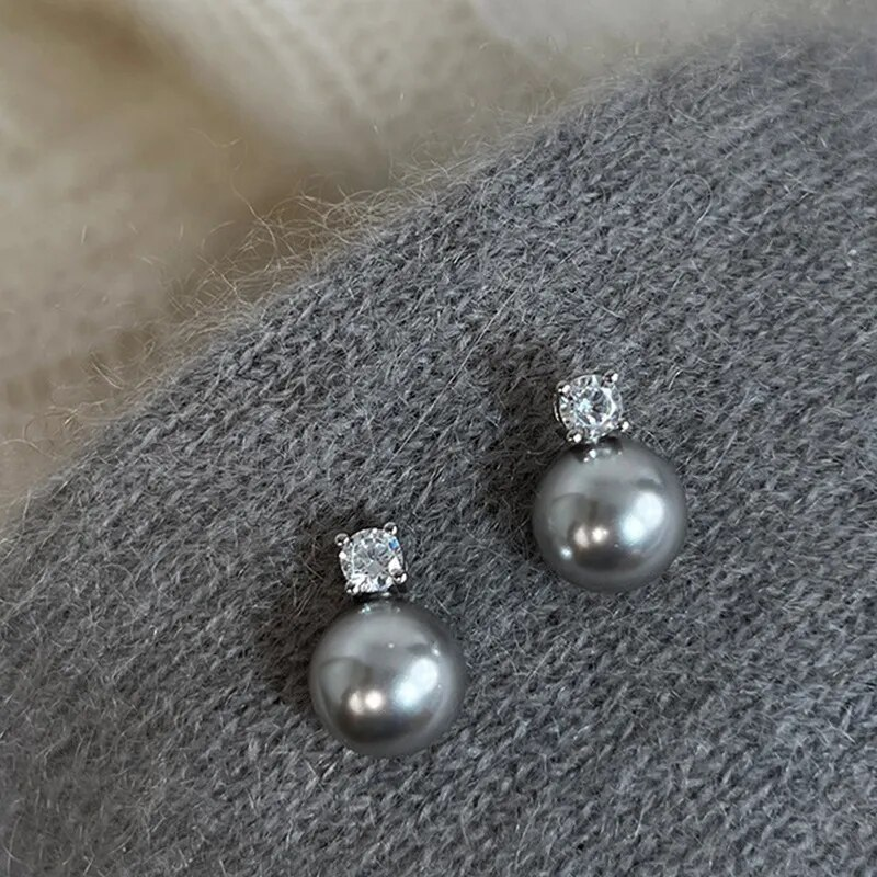Orecchini Eleganti in Perla Nera Zirconia - Emma e Gemma