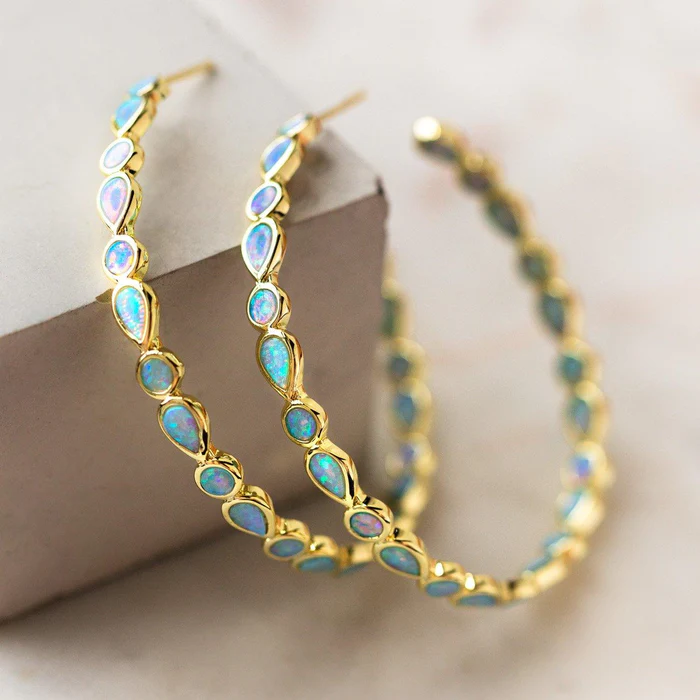 Orecchini Vintage in Opale Blu con Orecchino d'Oro - Emma e Gemma