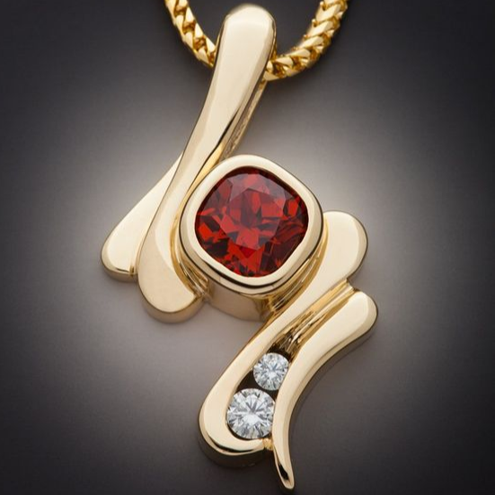 Elegante Collana d'Oro con Zirconia Rossa - Emma e Gemma