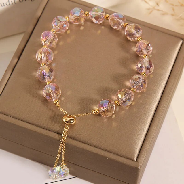 Bracciale Elegante in Cristallo Rosa - Emma e Gemma